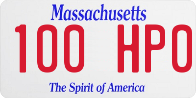 MA license plate 100HP0