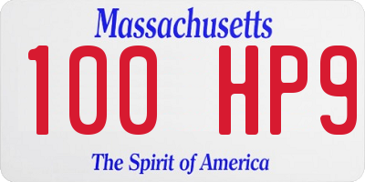 MA license plate 100HP9