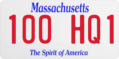 MA license plate 100HQ1