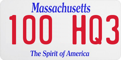 MA license plate 100HQ3