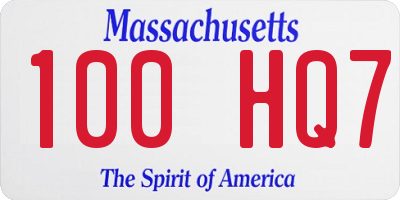 MA license plate 100HQ7