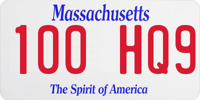 MA license plate 100HQ9