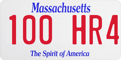 MA license plate 100HR4