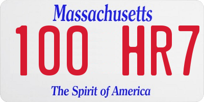 MA license plate 100HR7