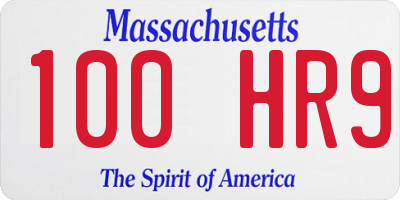 MA license plate 100HR9