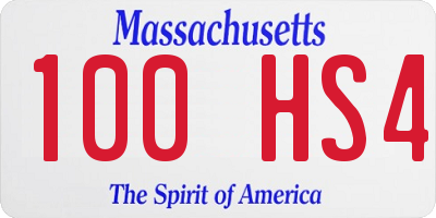 MA license plate 100HS4