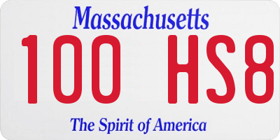 MA license plate 100HS8