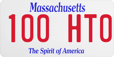 MA license plate 100HT0