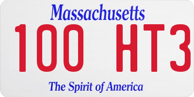 MA license plate 100HT3