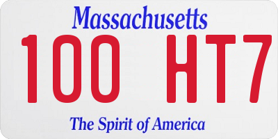 MA license plate 100HT7