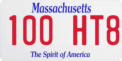 MA license plate 100HT8
