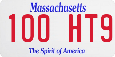 MA license plate 100HT9