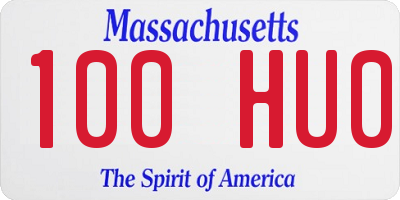 MA license plate 100HU0