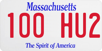 MA license plate 100HU2