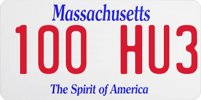 MA license plate 100HU3