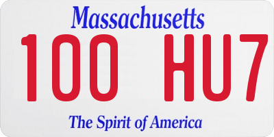 MA license plate 100HU7