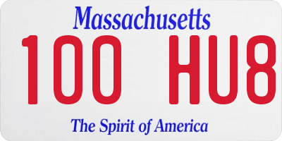 MA license plate 100HU8