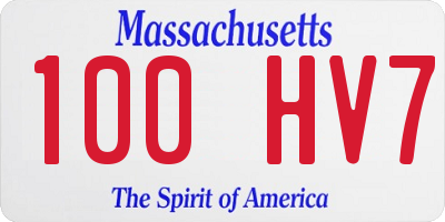 MA license plate 100HV7