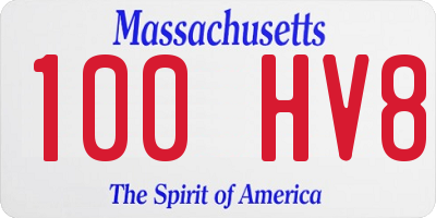 MA license plate 100HV8