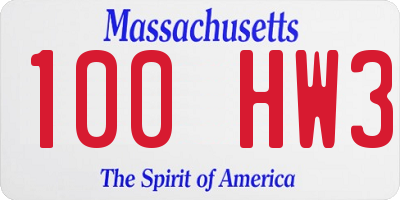 MA license plate 100HW3