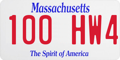 MA license plate 100HW4