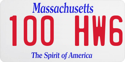 MA license plate 100HW6