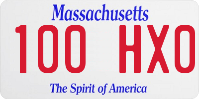 MA license plate 100HX0
