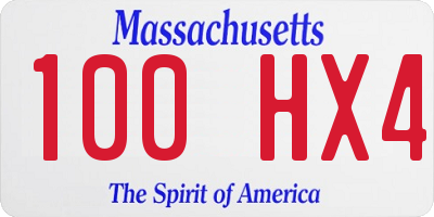 MA license plate 100HX4