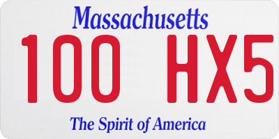 MA license plate 100HX5