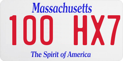 MA license plate 100HX7