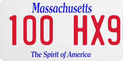 MA license plate 100HX9