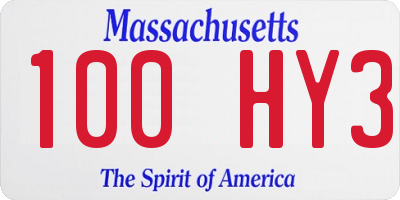 MA license plate 100HY3