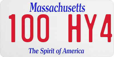 MA license plate 100HY4