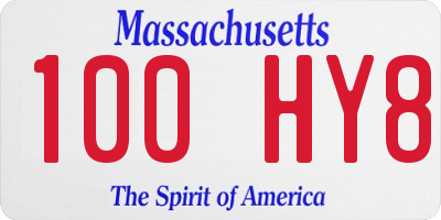 MA license plate 100HY8