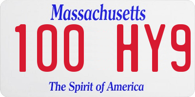 MA license plate 100HY9
