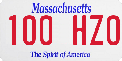 MA license plate 100HZ0