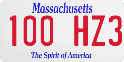 MA license plate 100HZ3