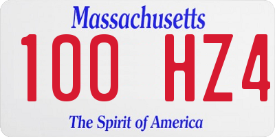 MA license plate 100HZ4