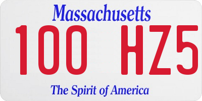 MA license plate 100HZ5