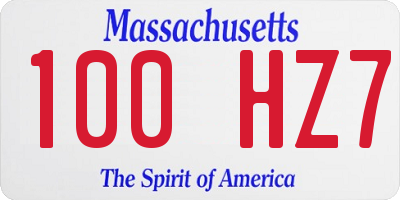 MA license plate 100HZ7