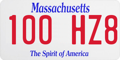 MA license plate 100HZ8