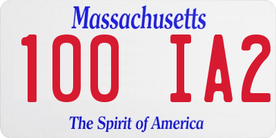 MA license plate 100IA2