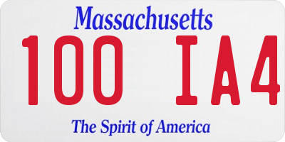 MA license plate 100IA4