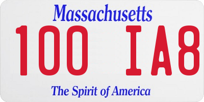 MA license plate 100IA8