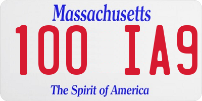 MA license plate 100IA9