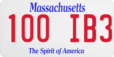 MA license plate 100IB3