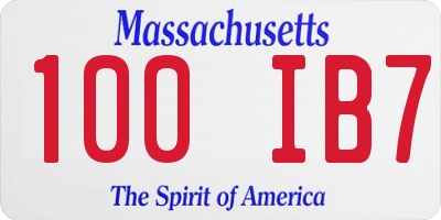 MA license plate 100IB7