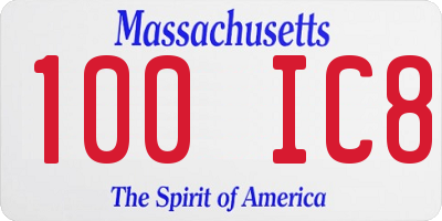 MA license plate 100IC8