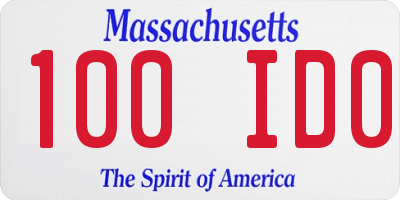 MA license plate 100ID0