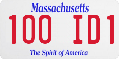 MA license plate 100ID1